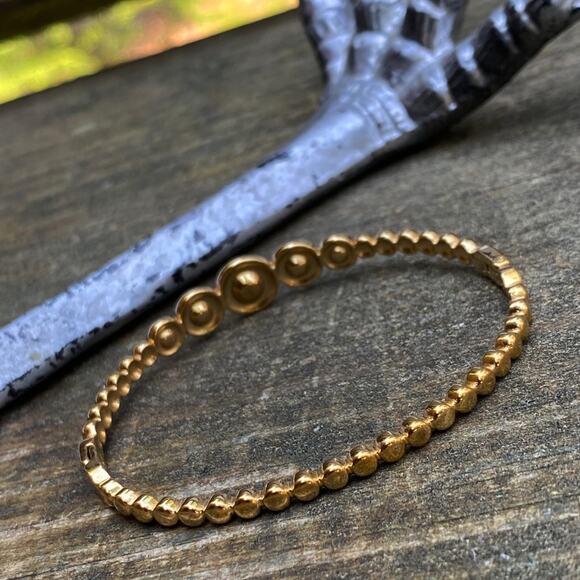 NEW Gold Beaded Bangle Bracelet with Crystal Accents - Picture 6 of 10